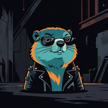The AgilConsultants marmot in a leather jacket, half out of a manhole, watching the street.